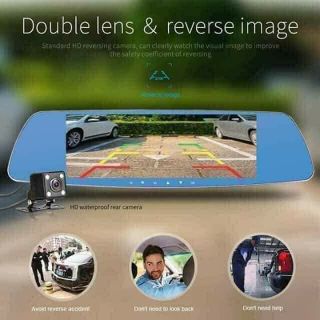 QCY Vi8 Car Dvr Rear view Mirror Video Recorder with Dual lens Night Vision Dash Cam (4)