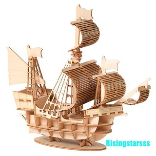 [Risingstarsss] DIY Sailing Ship Toys 3D Wooden Puzzle Toy Assembly Model Wood Craft Kits tEbI