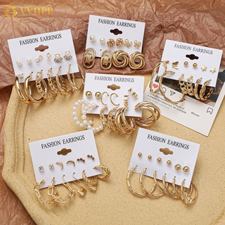 Retro Butterfly Pearl Earring Set Fashion Gold Earrings Diamond Tassel Stud Earrings Women Jewelry Accessories