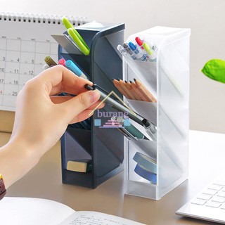 4 Grid Desktop Pen Holder Stationery Organizer Office School Pencil Storage Box