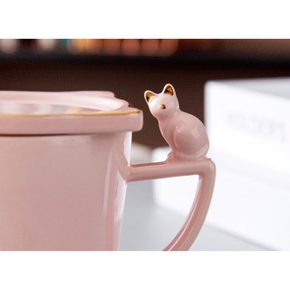 Kitty Paw Cat Elegant Ceramic 3D Pastel Mug with Lid (8)