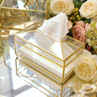 European Style Glass Tissue Box Holder Nordic Luxury Handkerchief Toilet Paper Holder Tissue Case