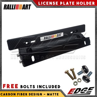 License Plate Holder - Matte - RALLIART - w/ bolts // universal adjustable car supply carbon fiber