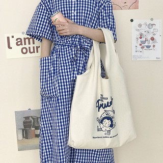 New ins cute sling bag canvas bagpack women canvas tote bag shoulder bag large capacity wild Korean version