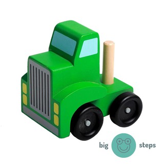 Truck cars green transporter race track wooden toy play pretend montessori (4)