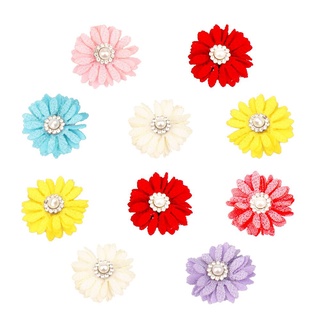 10pcs Flower Design Dog Bows with Rubber Bands Pet Grooming Hair Accessories