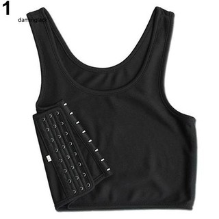 DMGK_Girl's Casual Breathable Buckle Short Chest Breast Binder Corset Undershirt Vest (1)