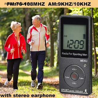 [J] Mini FM/AM Radio Portable Pocket Receiver Rechargeable LCD Display + Earphone Good