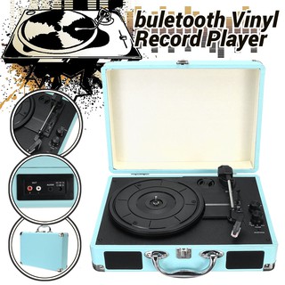 Ready Stock Wooden Vinyl Record Player bluetooth LP 3 Speed Stereo Turntable speaker Radio