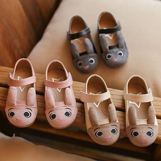 Kids Girls Flat Shoes With Rabbit Pattern Anti Slip Sole