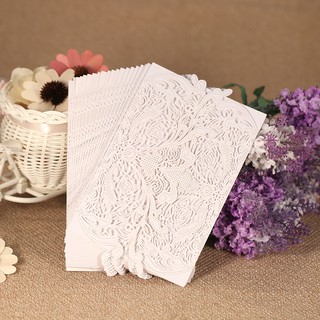 20pcs/set Wedding Invitation Card Set Pearl Paper Laser Cut Hollow Floral Pattern Invitation Cards