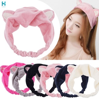 JH Woman Girls Cute Cat Ears Headband Soft Cotton Headwear Hair Accessories (5)