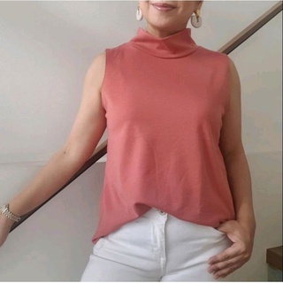 Relaxed Turtleneck Sleeveless Ladies Top Fits S-M