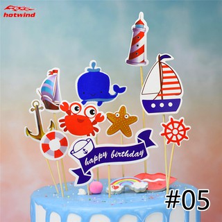 Happy Birthday Cake Topper Cartoon Theme Topper Cupcake Dessert Decor Birthday Party Supplies (6)