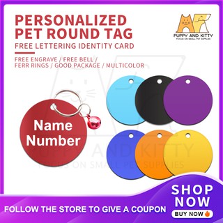 Dog Tag Personalized Name Engraved ID Tags For Dog Round tag Pet ID Tag Custom Cat collar Names