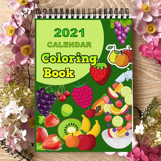 2021 calendar fruit coloring book for adults