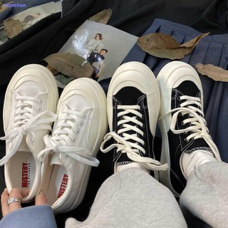 Thick-soled canvas shoes women s heightened cute big-toed shoes 2021 spring new students all-match style small white shoes