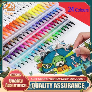 24PCS Watercolor Real Brush Pens Dual Tip Brush Pens for Watercolor Effects Coloring Calligraphy