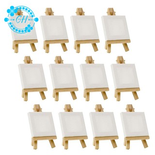 Artists 3 x3 Canvas 5 inch Easel Painting Craft Drawing - Set Contains: Canvases & 12 Mini Easels