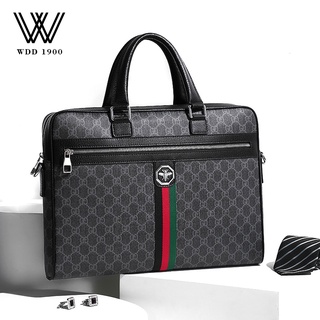 European Station Luxury Handbag Men's Genuine Leather Business Briefcase Casual Men's Bag Shoulder M (1)