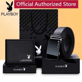*Fengduo* Playboy Belt Wallet Gift Box Set Men Business Genuine Leather Short/Long Purse Wallet Gift