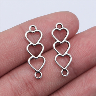 20pcs 24x8mm Antique Silver Color KC Gold Color Hollow Heart Connector Charms For Jewelry Making DIY Jewelry Findings