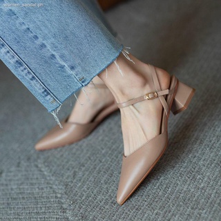 ✶French thick-heeled Baotou sandals 2021 new female ins tide spring and summer wild fairy style retro pointed single shoes