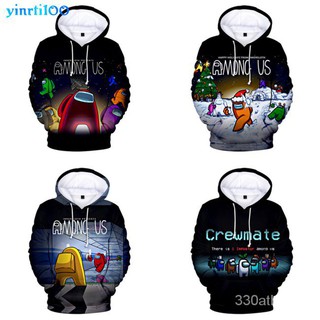 [Starting]Yinrti100 Boys Hoodie Kids Clothes Funny Game Among Us Printing Sweatshirt for 5-12Y Baby