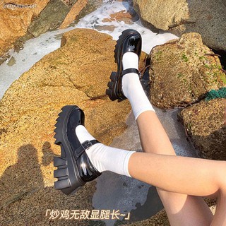 ☬❉thick-soled white square toe Mary Jane single shoes female 2021 spring and autumn retro high-heeled Japanese jk small leather British style (4)