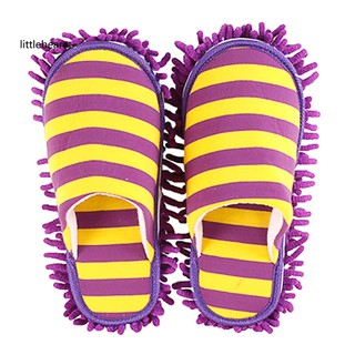 L_Ready stock Multifunctional Striped House Floor Cleaning Slippers Detachable Mopping Shoes (6)