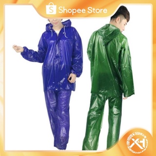 Unisex Waterproof Raincoat Set Blue/Green with pants