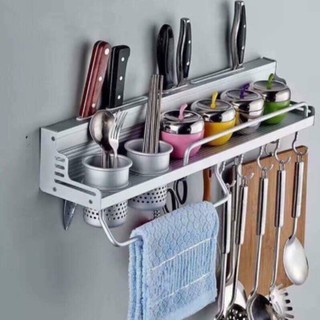 Aluminum Kitchen Rack Shelf Rack, Cooking Utensil Tools Hook Rack, kitchen Holder Storage