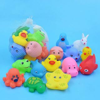13Pcs Baby Bath Toys Squeaky Rubber Animal Floating Water Kids Toy Kids Safe
