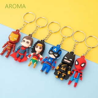 AROMA Exquisite Spiderman Keyring Cute Spiderman Doll Marvel Hero Keychain Superman Gift Iron Man Children Toy Batman Jewelry Captain America Key Ring