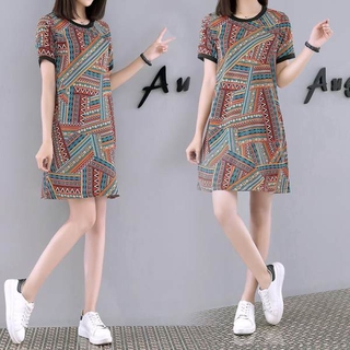 Ice silk dress mid-length 2020 summer dress, western style, age-reducing, belly-covering loose, large-size, slim skirt