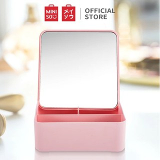 Miniso Table Mirror with Container Cosmetic Storage Organizer 2 in 1 Storage Cosmetic Mirror