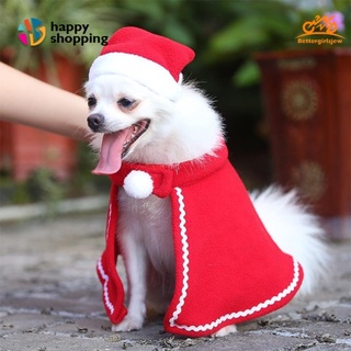 Christmas Pet Clothes Costumes Cloak with Santa Claus Hat for Dog Cat Decoration (1)