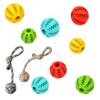 Rubber Chew Toy Bite Resistant Dental Chew Teeth Cleaner Cotton Knot Rope Ball for Dogs & Cats (4)