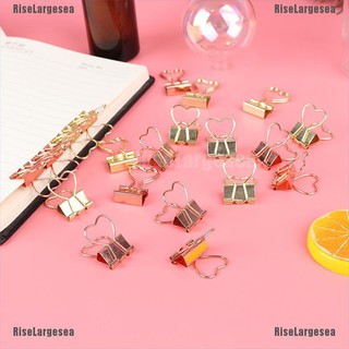 RiseLargesea 10pcs Hollow Out Heart Shape Metal Binder Clips Photos Tickets Notes Paper Clip