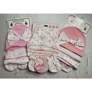 6 piece set bonnet and mittens for Baby Girl & Boy