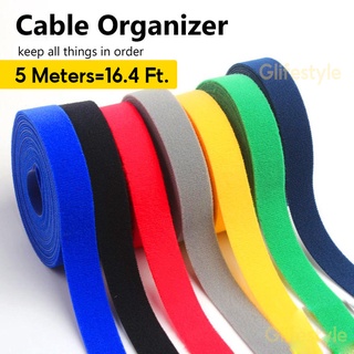 5 Meters Reusable Cable Ties Cable Organizer Cord Winder Strong Adhesion Nylon Velcro Strap HDMI Ethernet Cord Practical Fastener Tape Strap, Clip Wire Holder Line Tie