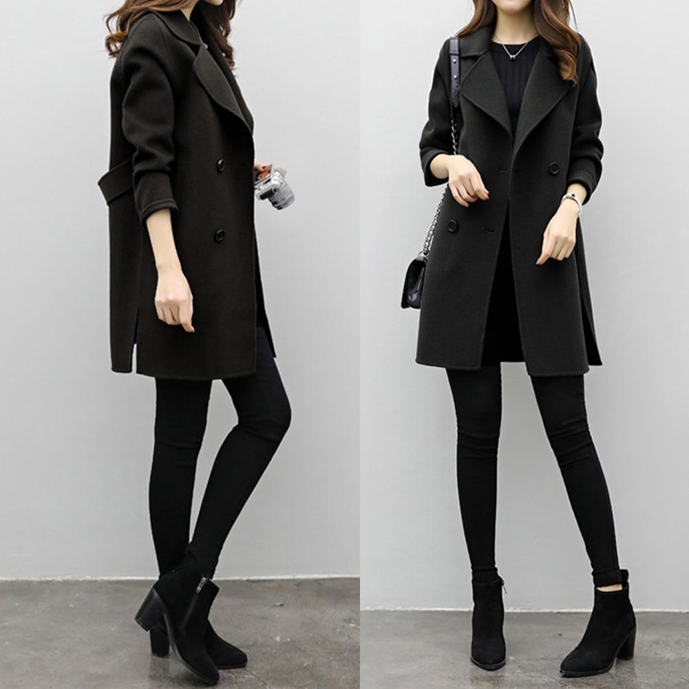 Wool Blend Coat Women Outwear Jacket Autumn Winter Elegant (4)