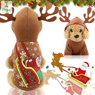 Christmas Santa Pet Clothes Warm Coat Dog Cats Hoodie Puppy Jumpsuit Costume