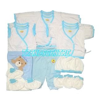 Lucky CJ White and Blue Combination Newborn Clothes Infant Wear Basic Set for Baby Boy