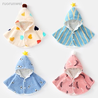 Baby cloak spring and autumn baby boy shawl thick coral fleece coat female cloak windproof coat Yiqibebe