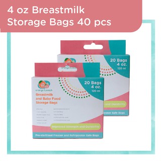 Orange and Peach Breastmilk Storage Bags 40 pcs. 4 oz. Baby Breastmilk Bag or Container