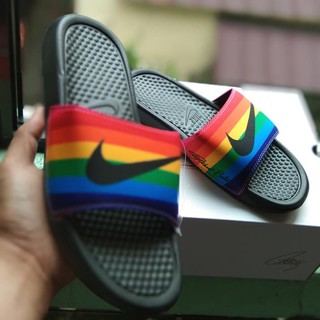 Nike Men's Benassi Slippers Be True "Black/Multi-color" (OEM)
