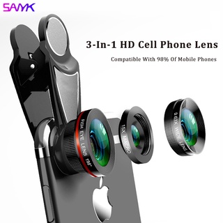 SANYK HD Wide-angle Lens Fisheye Lens Macro Lens 3-in-1 Phone Camera Lens Kit For All Smartphone (1)
