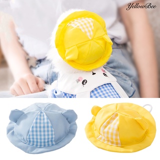 ❀YellowBee Pet Hat All-matching Plaid Fabric Adorable Summer Pet Hat for Outdoor (1)