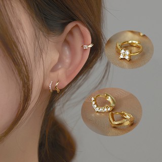 1 Pair 14K Gold-plated Mini Zircon Hoop earrings for piercing Cubic Zirconia Cartilage Earrings for women-K